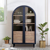 Iconic Designer Wooden 2 Door Glass Cabinet - Pendle Village Furniture